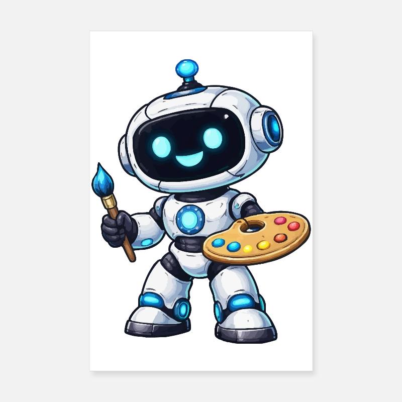 Artistic Painting Robot with Palette Poster 8" x 12" (20x30 cm)