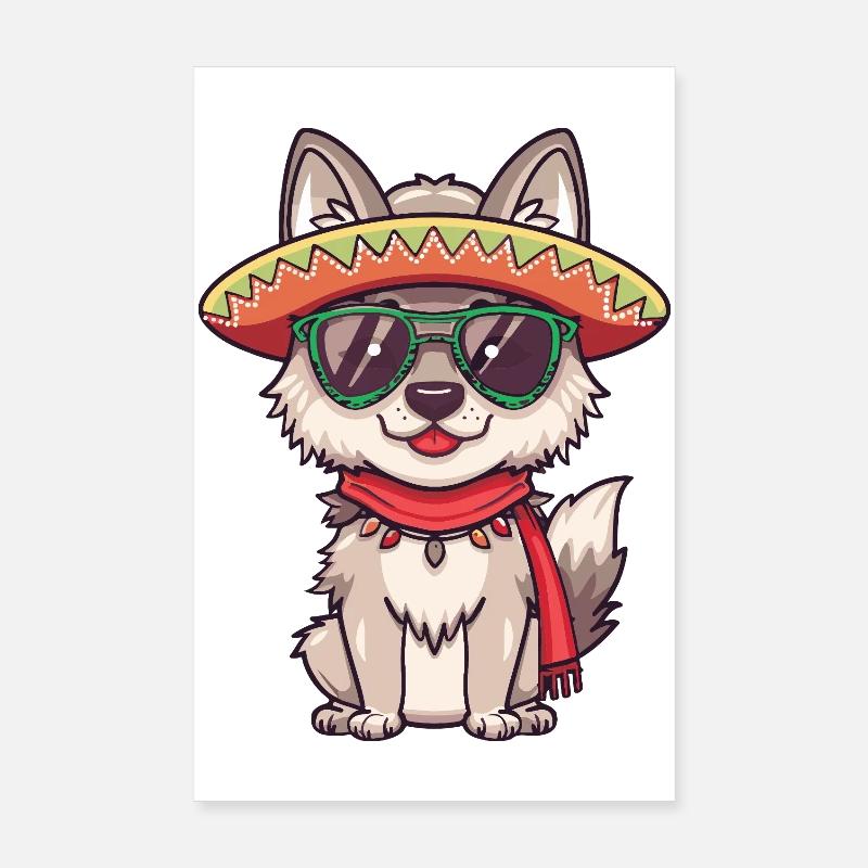 Fox Comic Funny Sombrero Poster 8" x 12" (20x30 cm)
