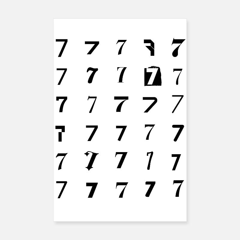 Number 7 Numerology Typographic design Poster 8" x 12" (20x30 cm)