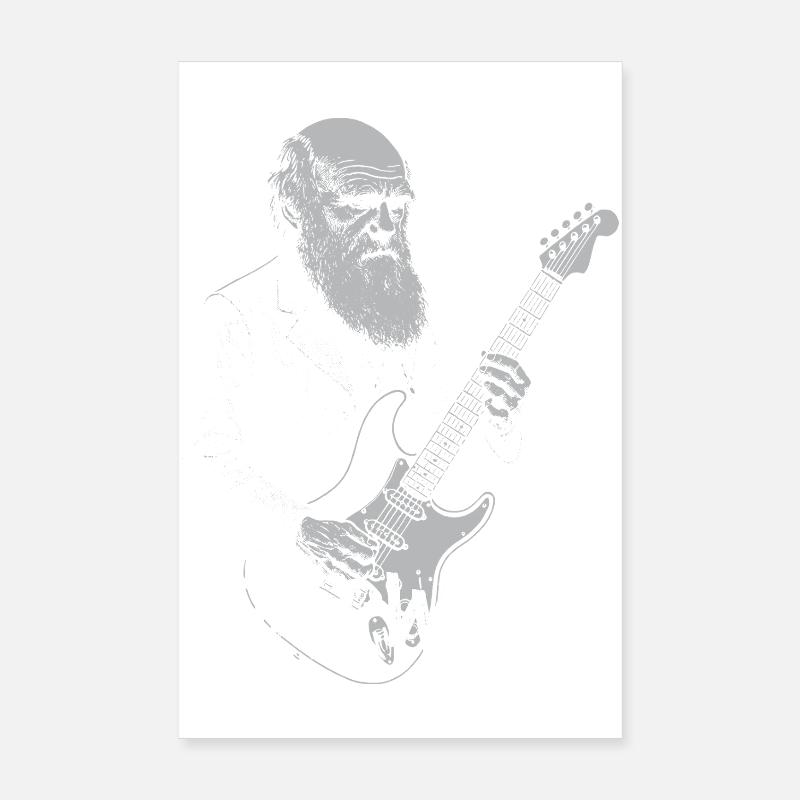 Darwin jouant de la guitare Evolution Poster 20 x 30 cm
