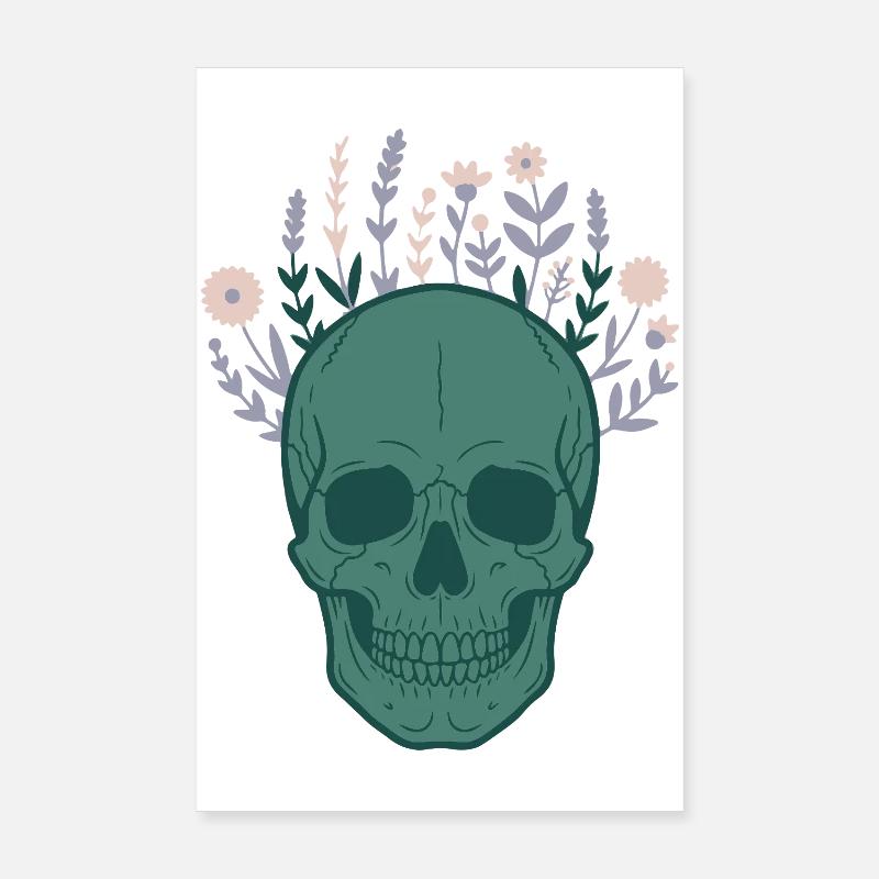 Crâne Crâne Botanique Fleurs Fleurs Mystiques Poster 20 x 30 cm