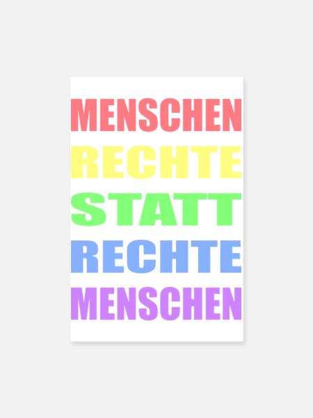 Menschenrechte statt rechte Menschen Links Antifa - Poster 20x30 cm - Weiß - Vorne