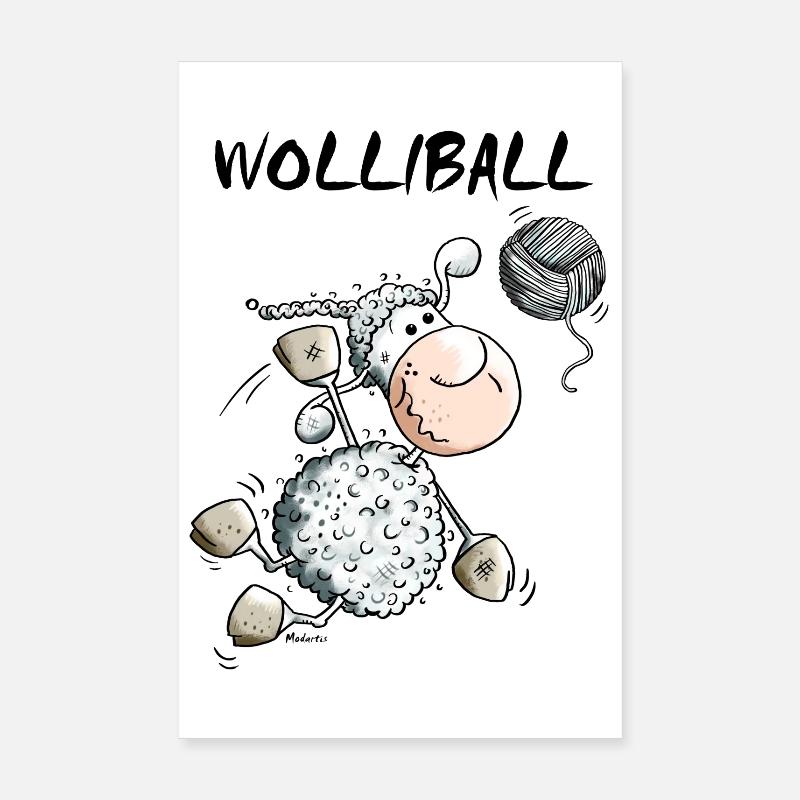 Wolliball - Volleyball - Poster 20x30 cm - Weiß