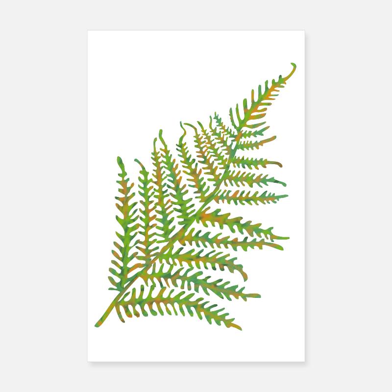 Farnkraut Blatt Motiv - Poster 20x30 cm - Weiß