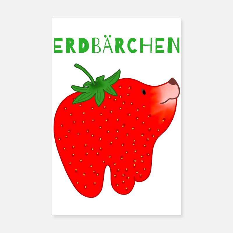 Erdbeere Schmelz Cartoon - Poster 20x30 cm - Weiß