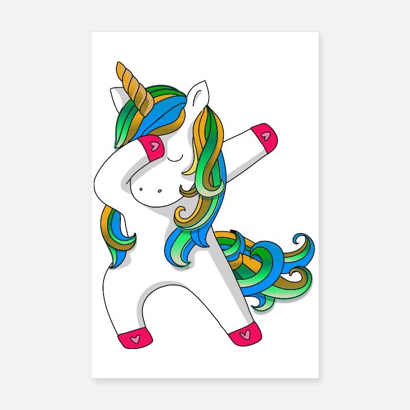 Einhorn Dabbing - Poster 20x30 cm - Weiß