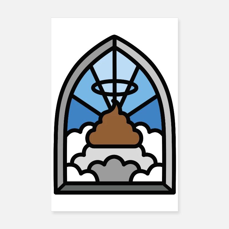 Holy Shit Glasmalerei Kirche lustige Kacke meme Poster 20x30 cm
