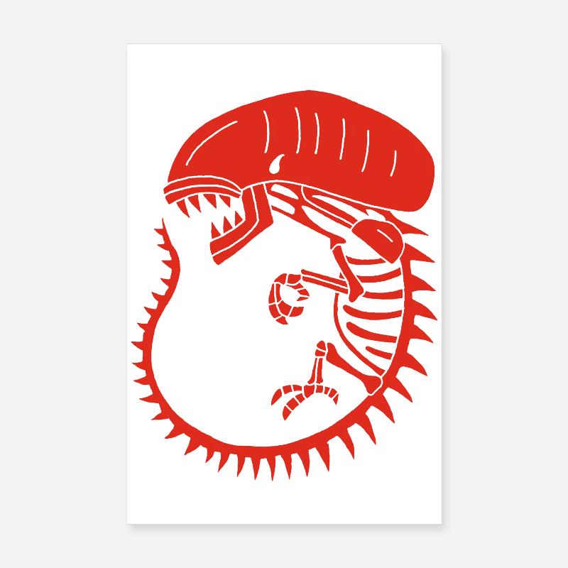 Red alien monster skeleton Poster 8" x 12" (20x30 cm)