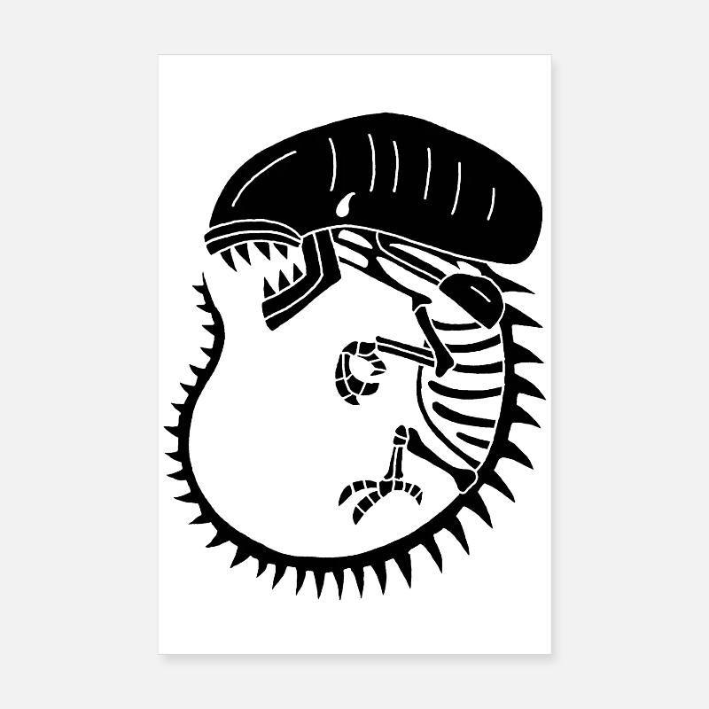 Schwarzes außerirdisches Monsterskelett Poster 20x30 cm