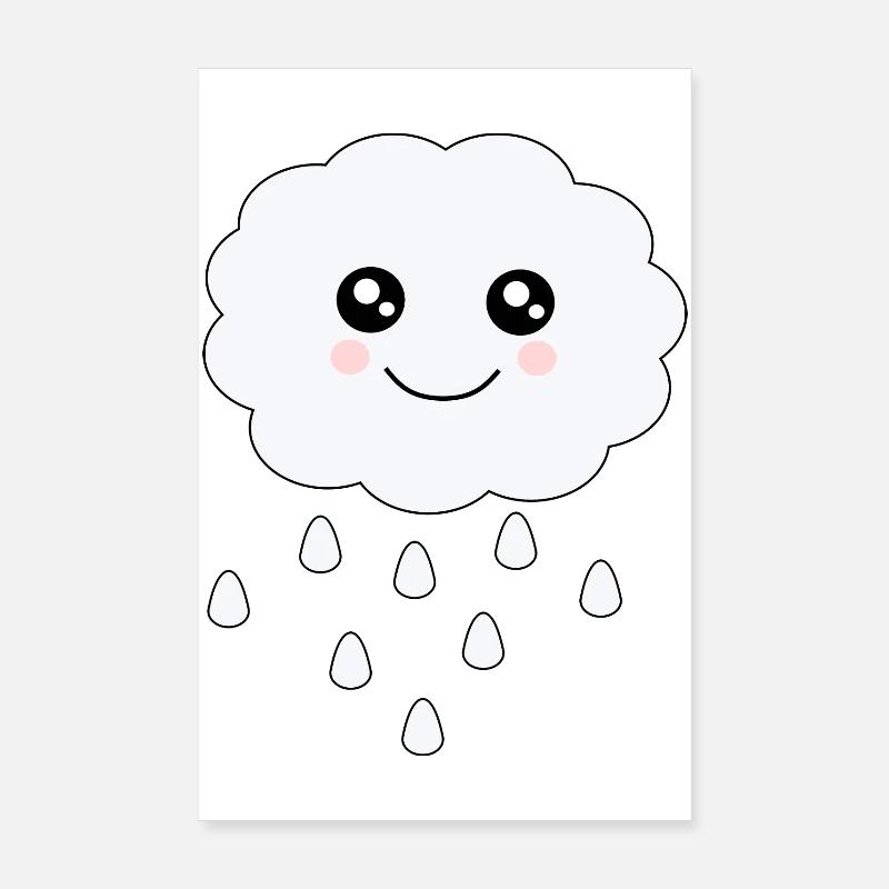 Kawaii Wolke Kawaii Chibi Kawaii Gesicht Poster 20x30 cm