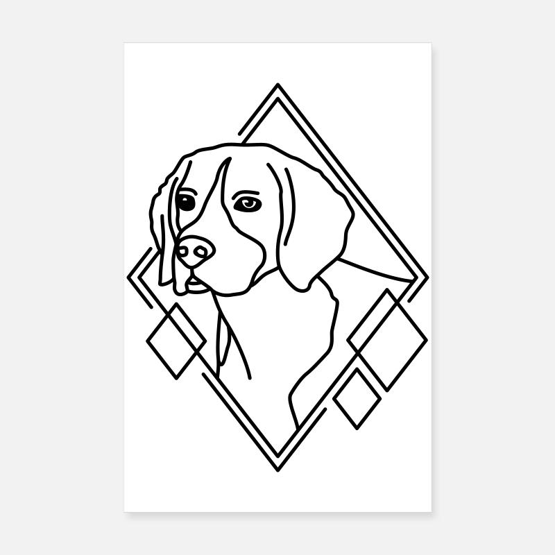 Beagle in geometrischer Form - Line-Art-Design Poster 20x30 cm