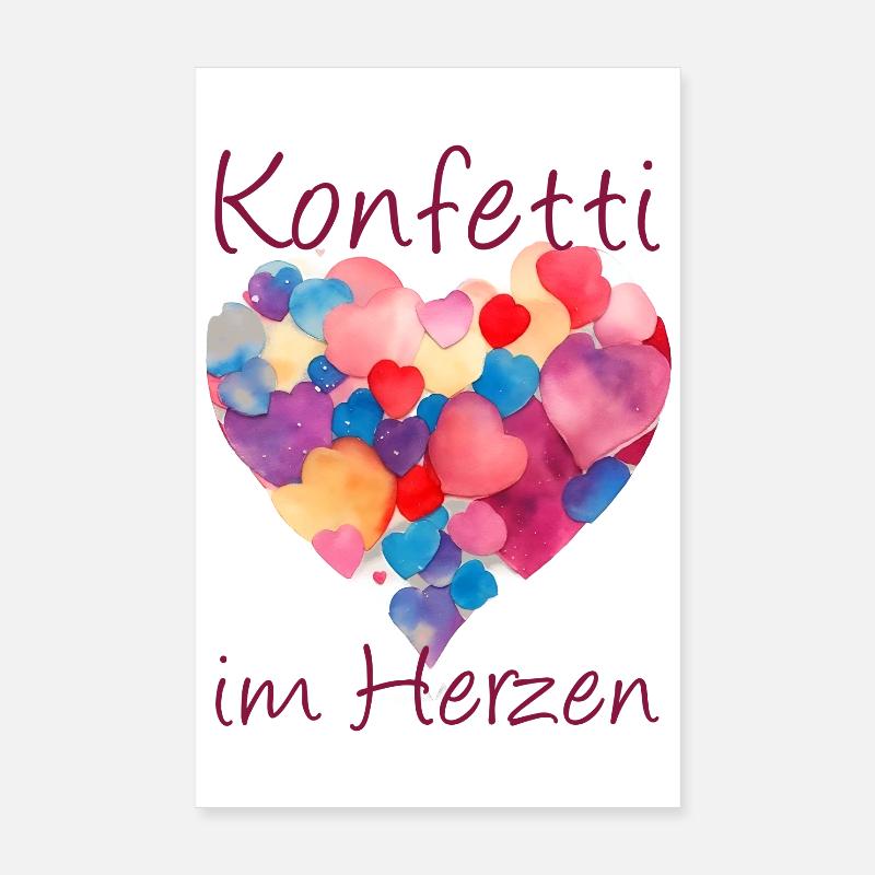 Konfetti im Herzen - Poster 20x30 cm - Weiß