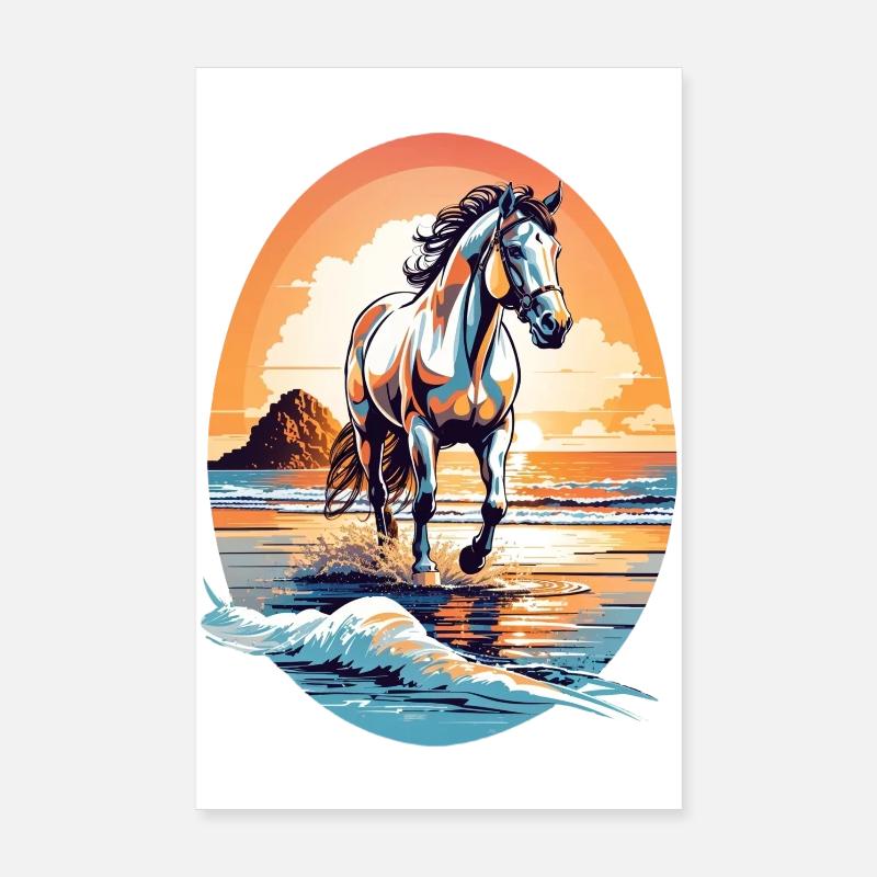 Pferd am Strand Poster 20x30 cm