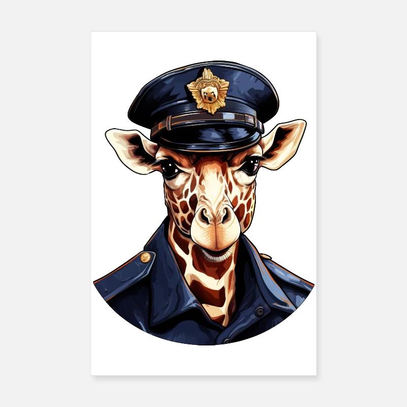 Girafe Policier Poster 20 x 30 cm