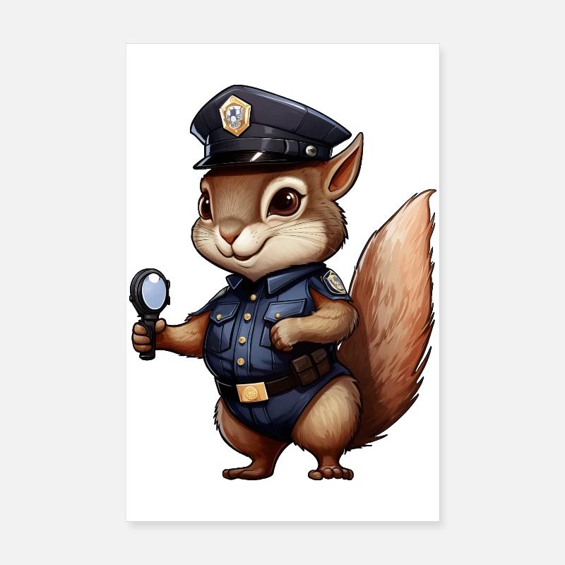 Squirrel Policewoman Poster 8" x 12" (20x30 cm)