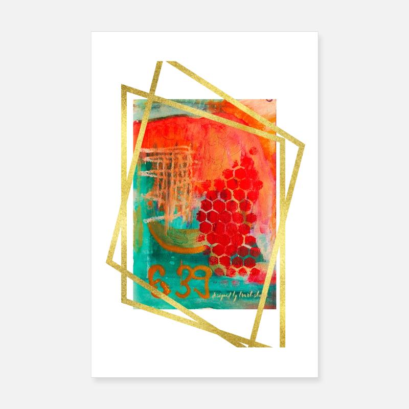Fusion abstraite avec des hexagones vibrants Poster 20 x 30 cm