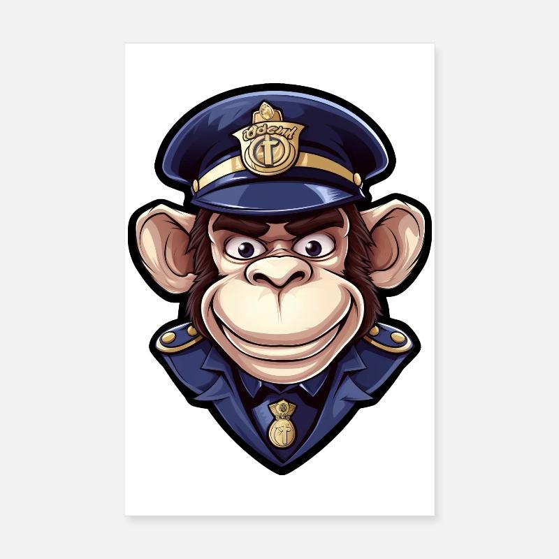 Monkey Policewoman Poster 8" x 12" (20x30 cm)