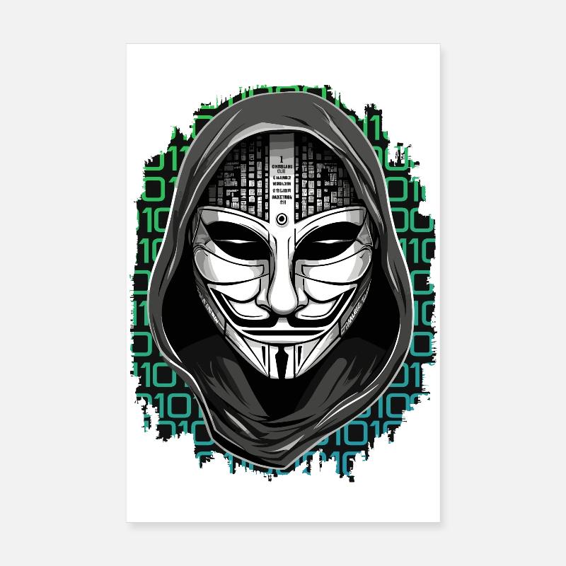 Anonymous Hacker - Poster 20x30 cm - Weiß