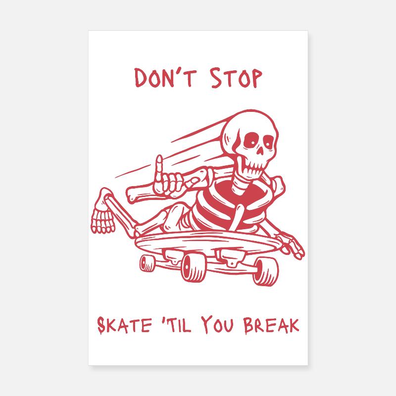 Skull Skeleton Skateboard Design Poster 8" x 12" (20x30 cm)