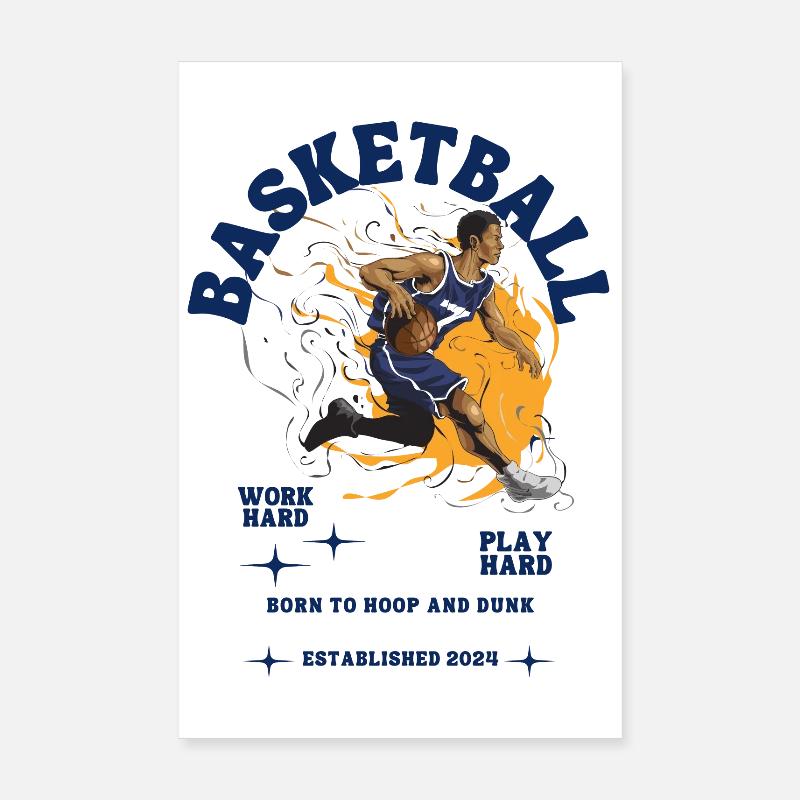 Illustration dynamique de joueur de basket-ball - Poster 20 x 30 cm - blanc