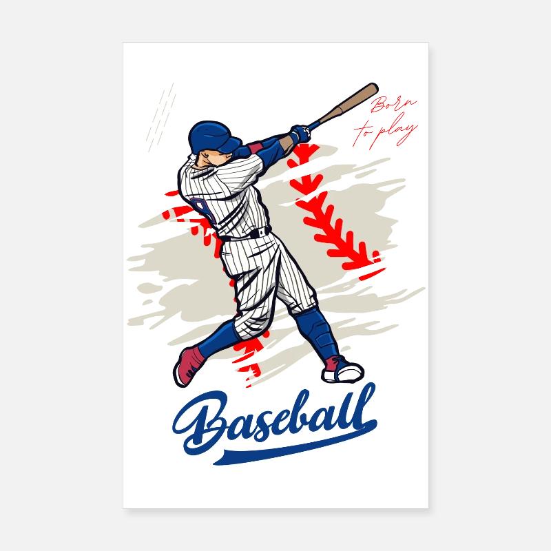 Illustration dynamique de balancement de baseball Poster 20 x 30 cm