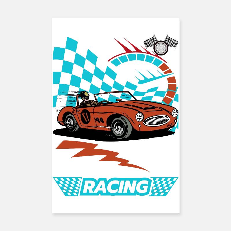 Illustration de speedster de voiture de course vintage Poster 20 x 30 cm