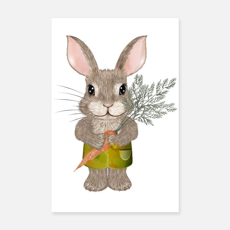 cute rabbit with carrot and shorts Poster 8" x 12" (20x30 cm)