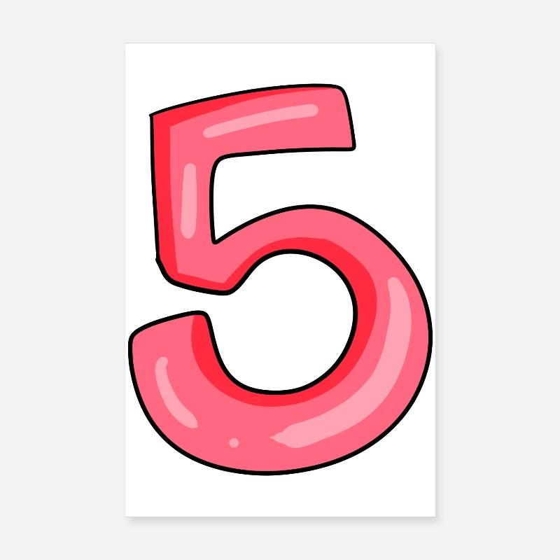 Number 5 Number Poster 8" x 12" (20x30 cm)