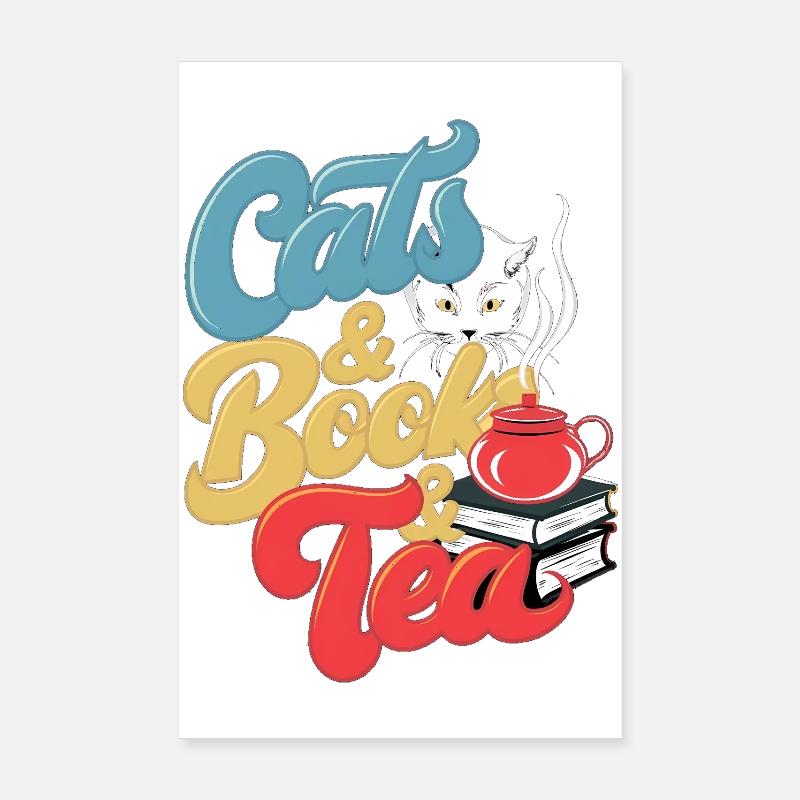 Cats and Tea Print Poster 8" x 12" (20x30 cm)