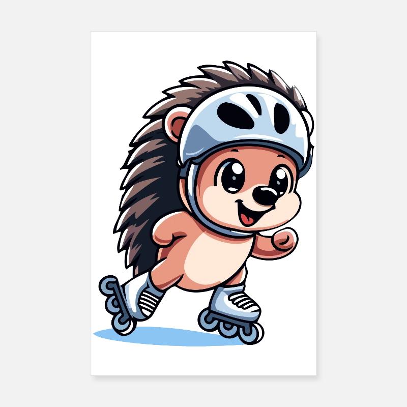 Speedy Hedgehog: Roller Skating Champion - Poster 8" x 12" (20x30 cm) - white