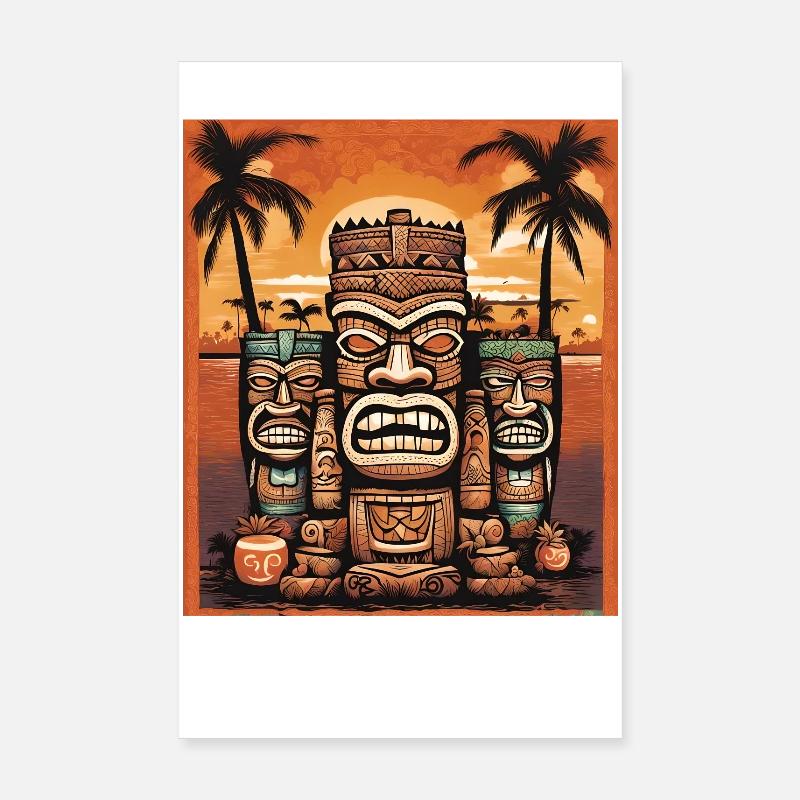 Tiki Statuen Poster 20x30 cm