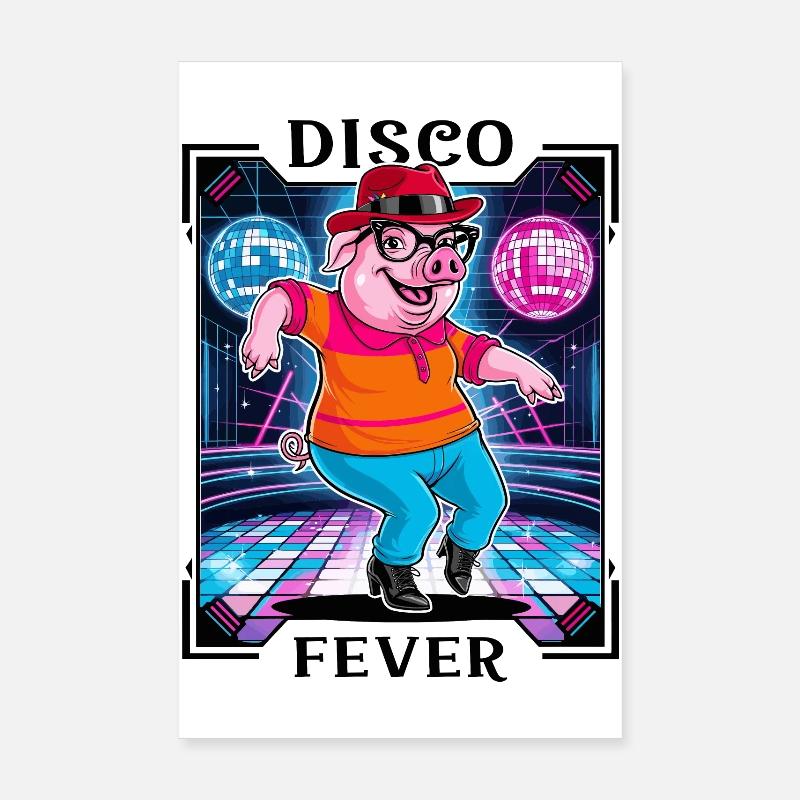 Cooles Disco Schwein Poster 20x30 cm
