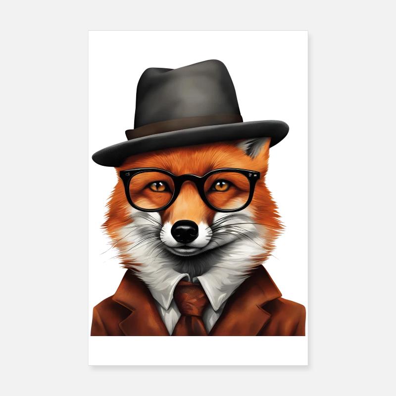 Sherlock Fox in Classic Attire Poster 8" x 12" (20x30 cm)