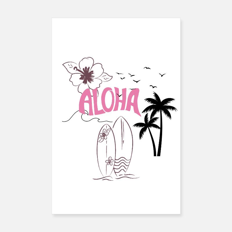 Aloha Surf Beach Design Poster 8" x 12" (20x30 cm)