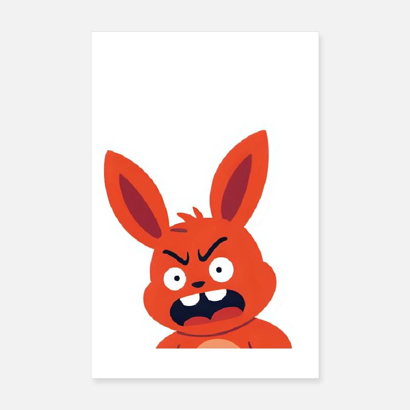 Dessin animé de lapin rouge en colère Poster 20 x 30 cm