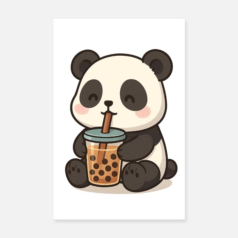 Pandabär mit Bubble Tea Poster 20x30 cm