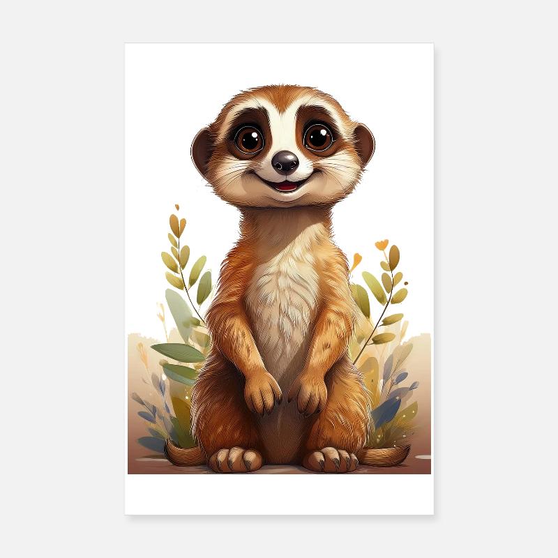 Dessin de suricate mignon Poster 20 x 30 cm