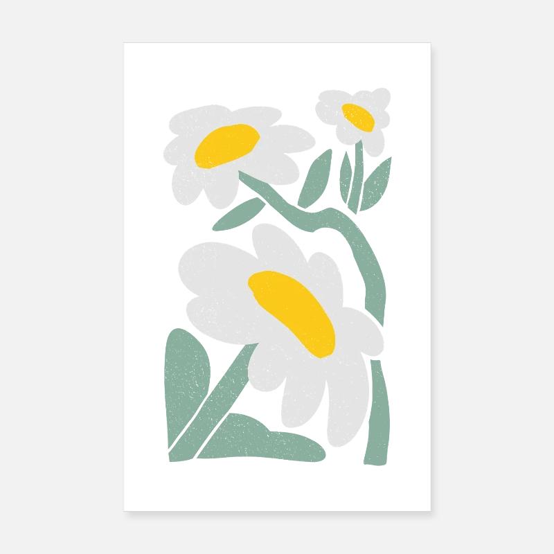 Verspielte Gänseblümchen Illustration Poster 20x30 cm