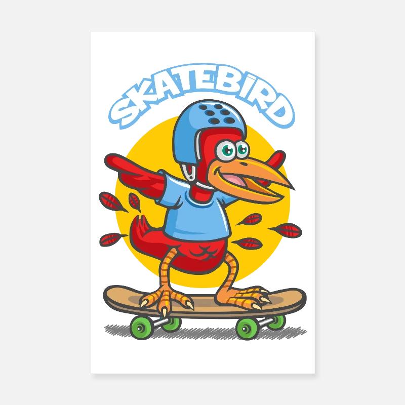Skatebird - Poster 20x30 cm - Weiß
