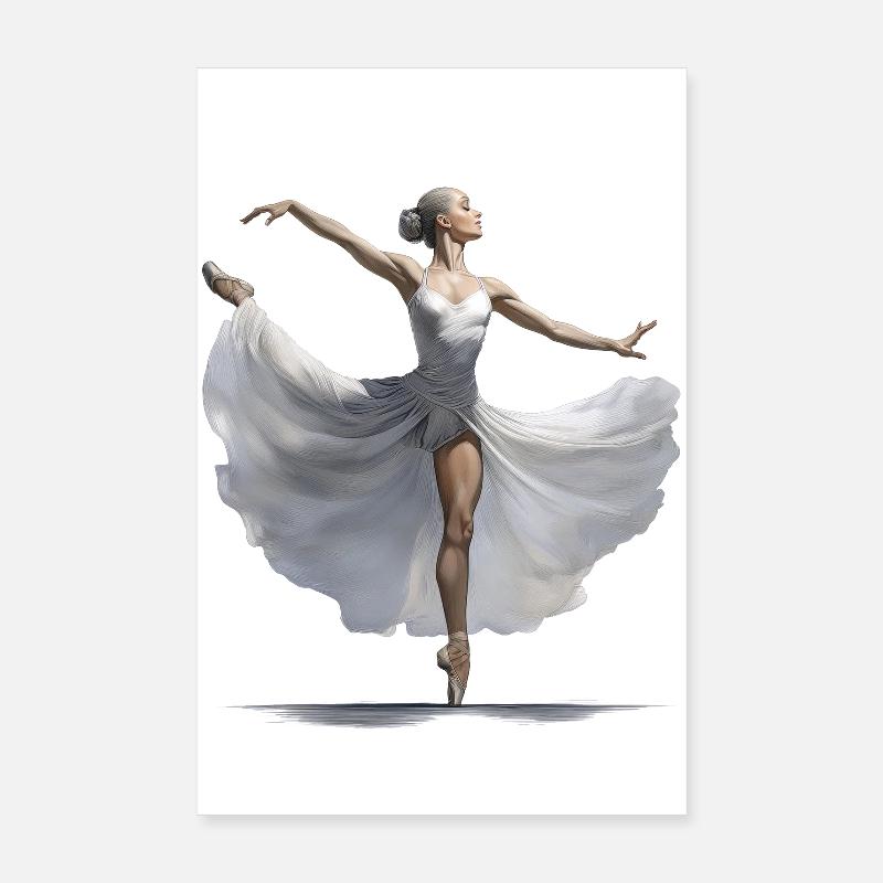 Illustration élégante danseuse de ballet Poster 20 x 30 cm