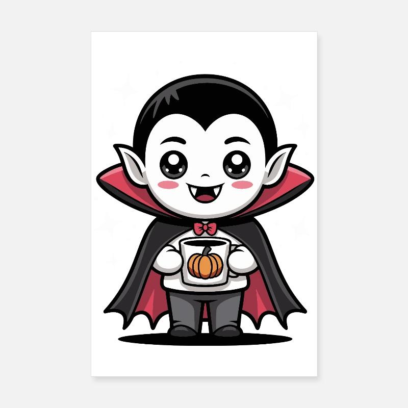 Pumpkin Vampire Halloween Design Poster 8" x 12" (20x30 cm)