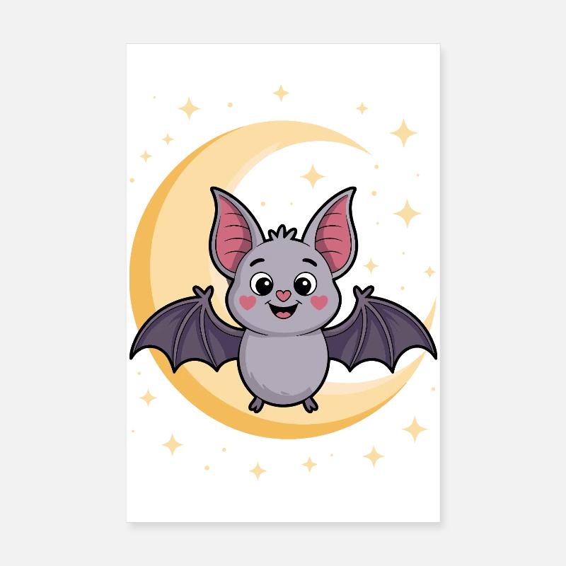 Nocturnal Bat Cat Design Poster 8" x 12" (20x30 cm)