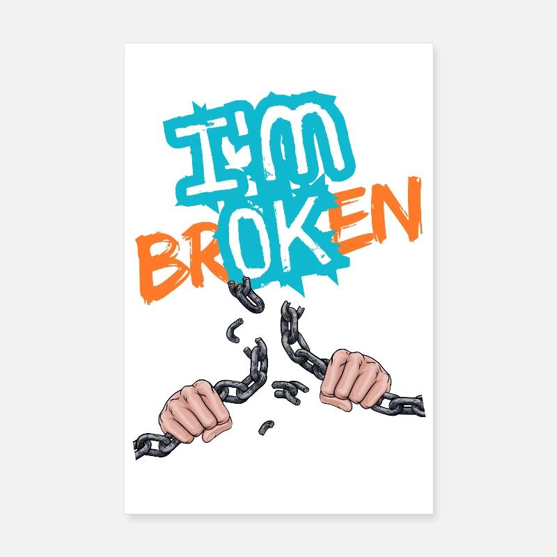 Hände, die eine Kette mit einer Inschrift zerbrechen Poster 20x30 cm