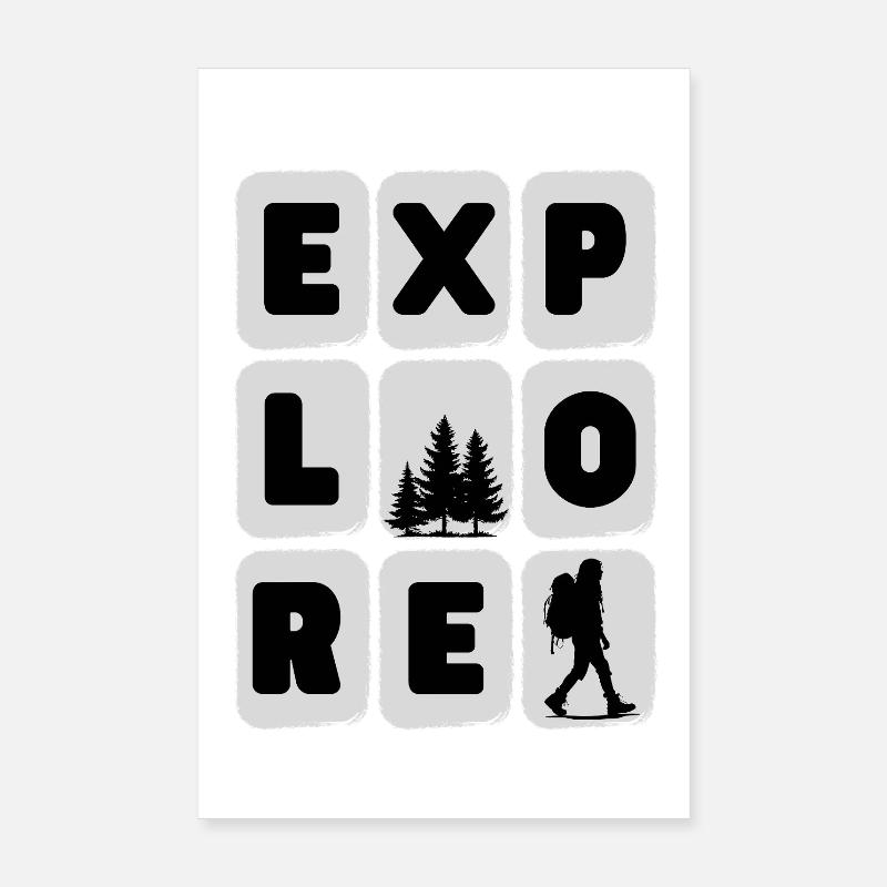 Conception de silhouette de randonnée aventureuse Poster 20 x 30 cm