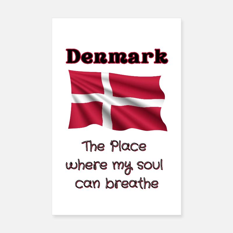 Dänemark Flagge mit Herz und Text Poster 20x30 cm