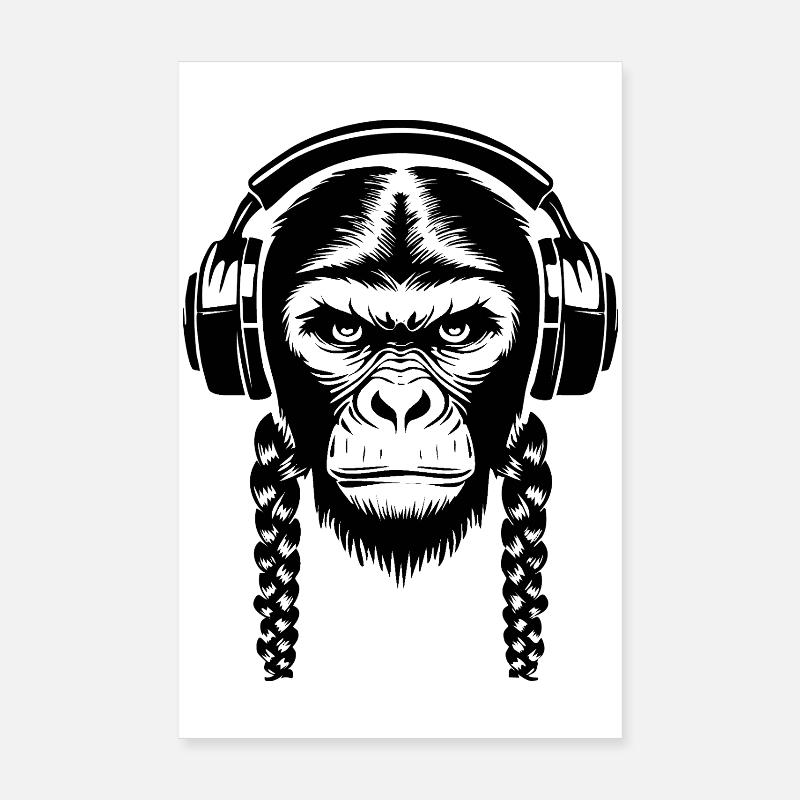 Funky Affenkopf Loop Beat Edition Shirt Poster 20x30 cm