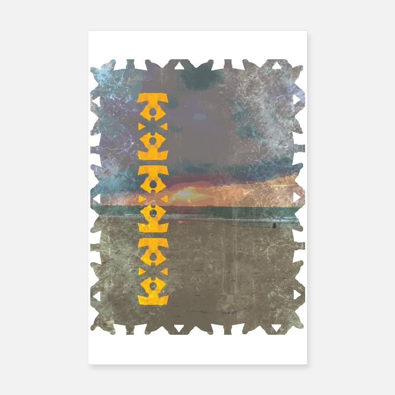 Yellow Totem Pattern on the Beach Poster 8" x 12" (20x30 cm)