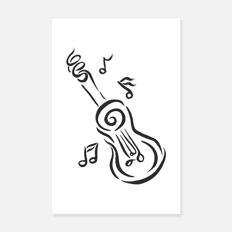 Guitare spirale avec notes Poster 20 x 30 cm