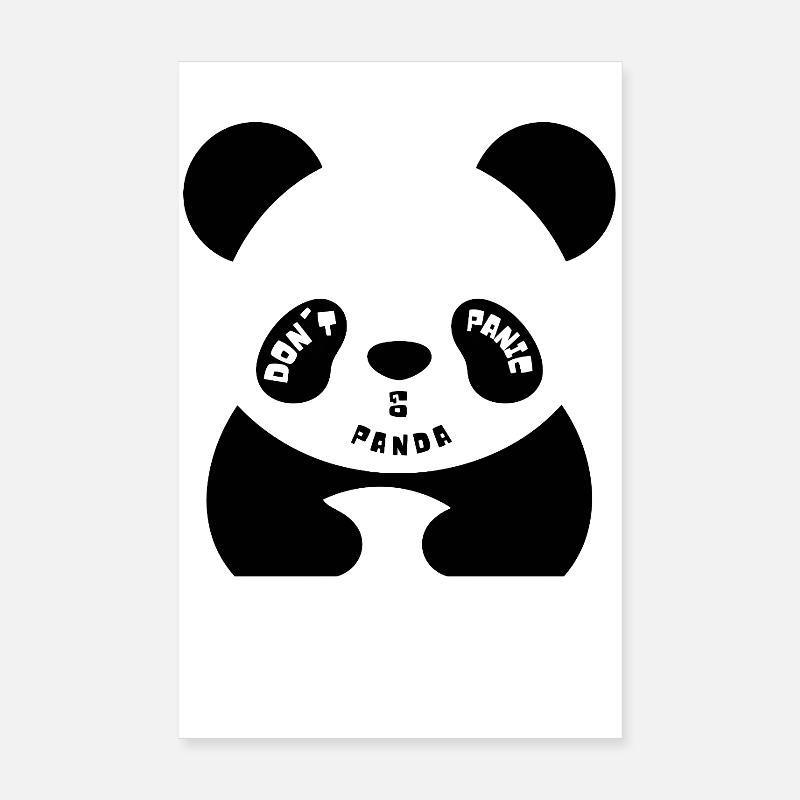 Ne panique GO Panda - Poster 20 x 30 cm - blanc