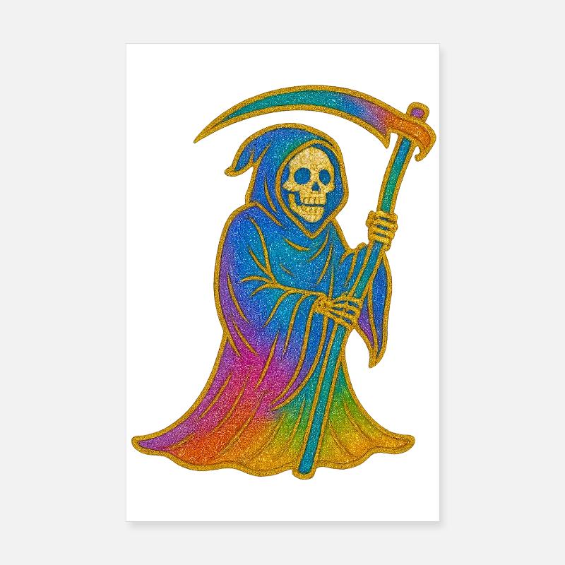 Der Tod | Regenbogen Sensenmann Poster 20x30 cm